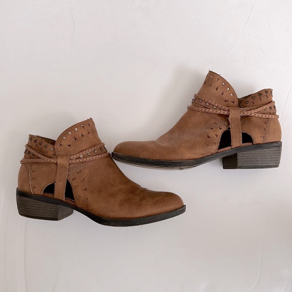 Popsugar Tan Studded Ankle Boot
